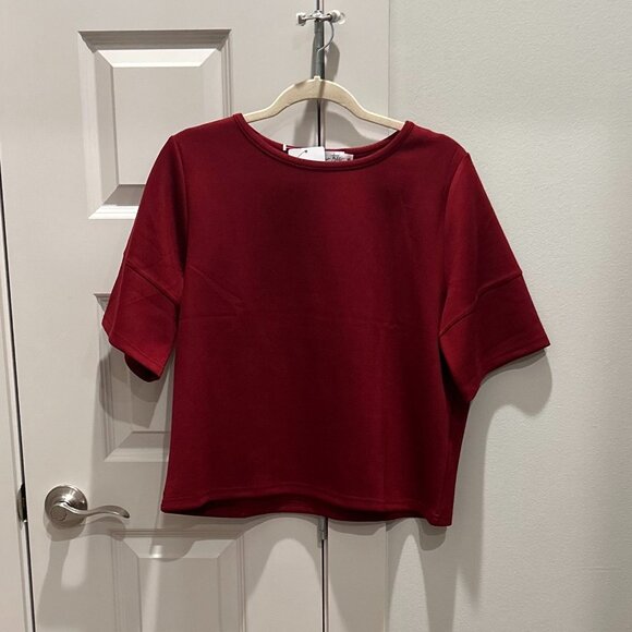 The Willow Tree LUX Collection Crimson Crew Neck Top - Picture 2 of 7